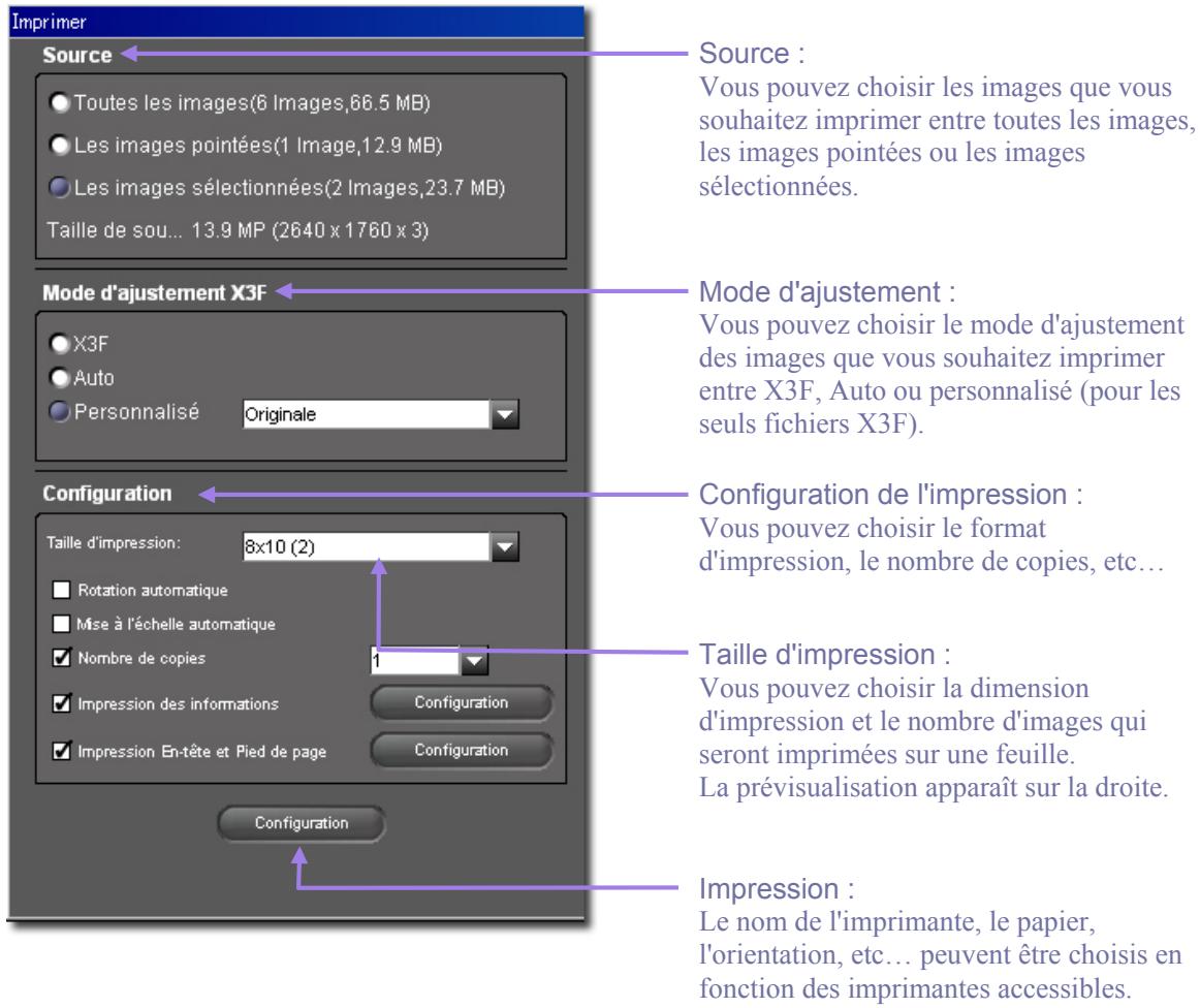 SIGMA PHOTO PRO 3.5 - La Fenêtre de Configuration de l'impression - 1