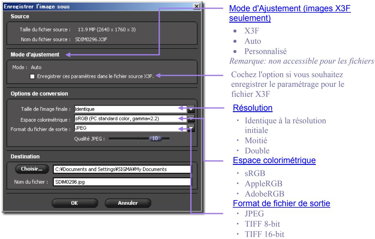 SIGMA PHOTO PRO 3.5 - Options de conversion - 1