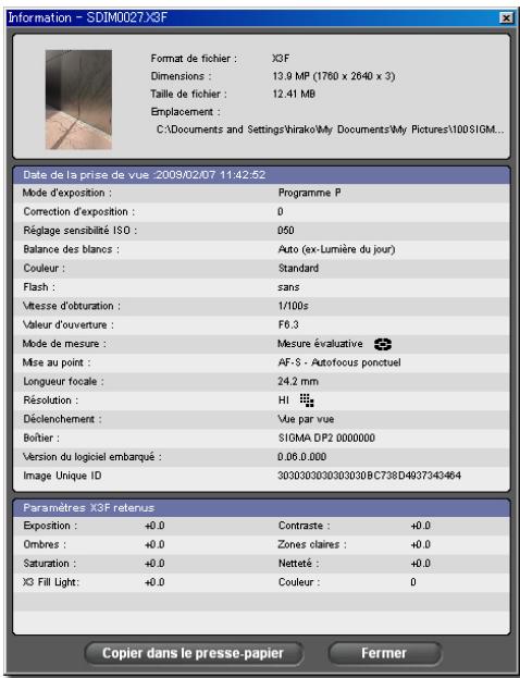 SIGMA PHOTO PRO 3.5 - Le Bouton Info Image - 1