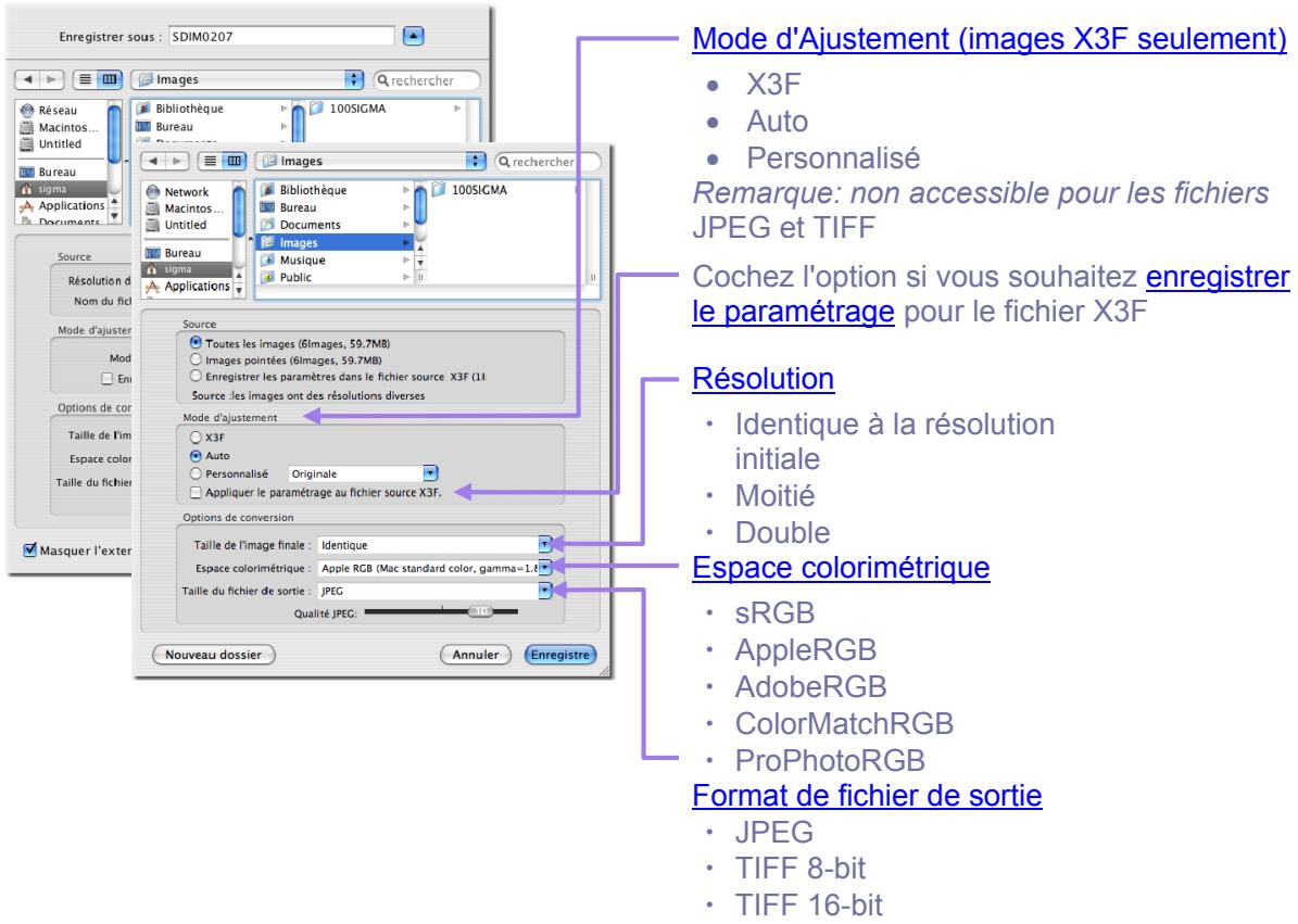 SIGMA PHOTO PRO 4 - Options de conversion - 1