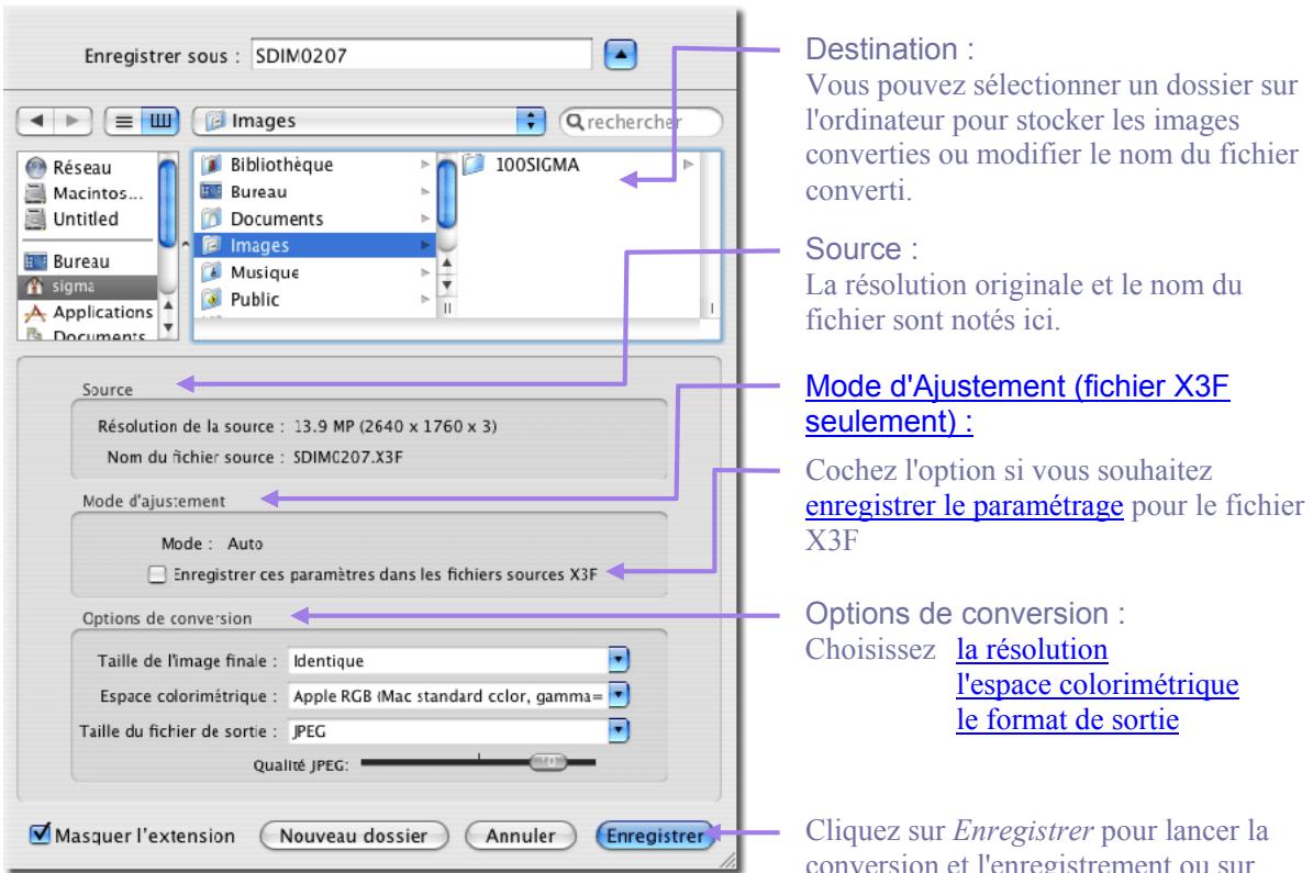 SIGMA PHOTO PRO 4 - Enregistrer les images sous - 1