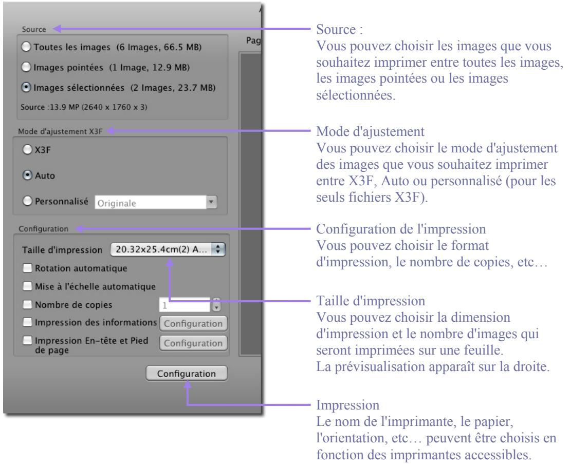 SIGMA PHOTO PRO 4.1 - La Fenêtre de Configuration de l'impression - 1