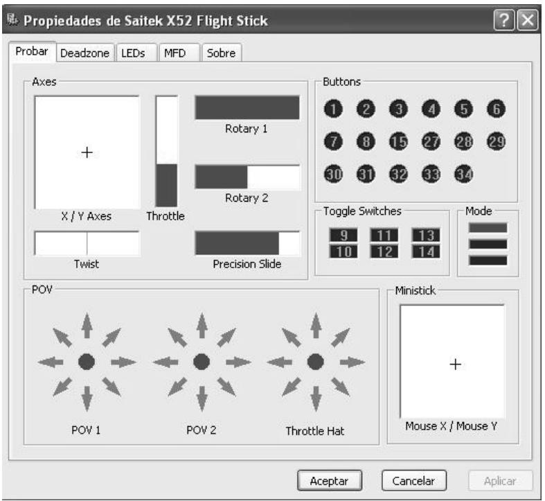 SAITEK X52 FLIGHT CONTROL SYSTEM - Modo de probar el controlador - 1