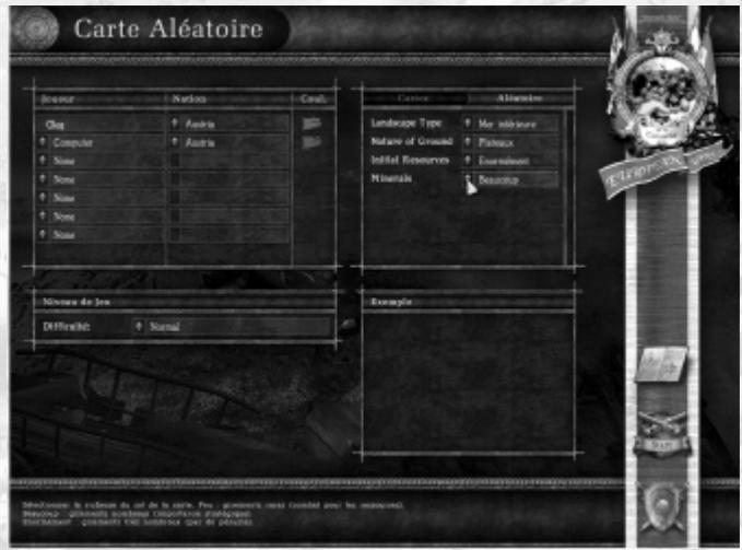 GAMES PC COSSACKS - Ecran de paramétrage de la carte aléatoire - 1