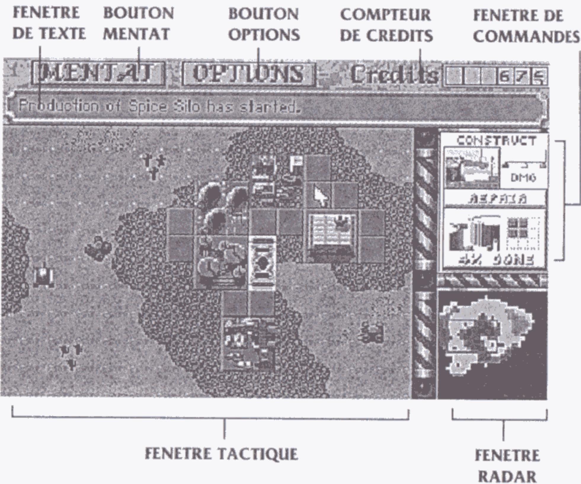 GAMES PC DUNE 2-THE BATTLE FOR ARRAKIS - L'ECRAN JEU: - 1