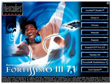 HERCULES FORTISSIMO III 7.1 - 3.1.1.Installer les pilotes sous Windows 98 SE / Millennium - 1