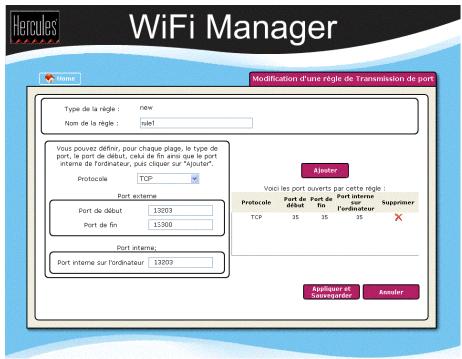 HERCULES WIRELESS G MODEM ROUTER - Pour voir ou modifier une règle : - 3