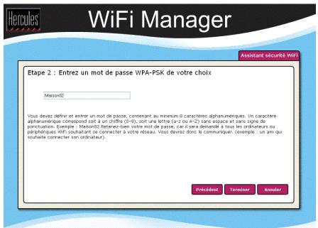 HERCULES WIRELESS G MODEM ROUTER - Si vousCHOISISEZ le type de sécurité ELEVE (wpa-psk) : - 1