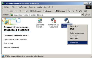 HERCULES WIRELESS G PCMCIA - Windows 2000: Partager une connexion ADSL dans un réseau de type Ad hoc - 2