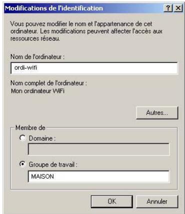 HERCULES WIRELESS G PCMCIA - Windows 2000: Modifier le nom d'un groupe de travail - 2