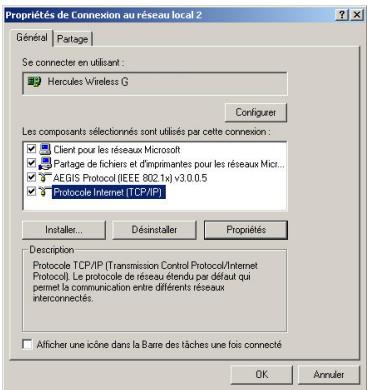 HERCULES WIRELESS G USB2 - Windows 2000: Partager une connexion ADSL dans un réseau de type Infrastructure - 2