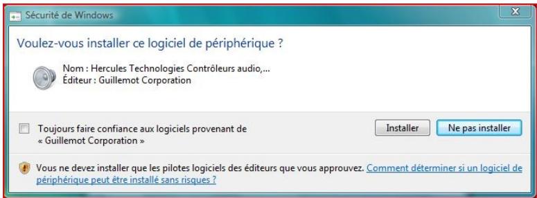 HERCULES DEEJAY TRIM 6 - Installation sous Windows Vista - 1