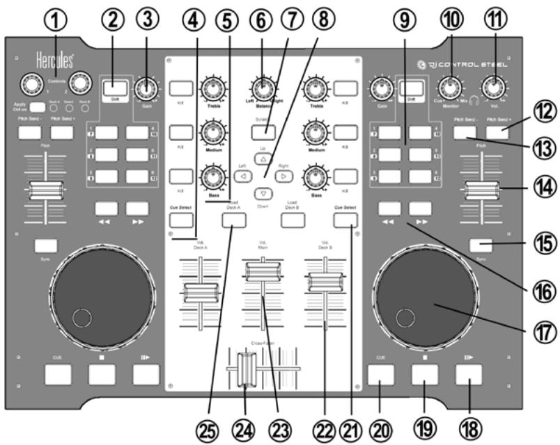 HERCULES DJ CONTROL STEEL - Vuede dessus - 1