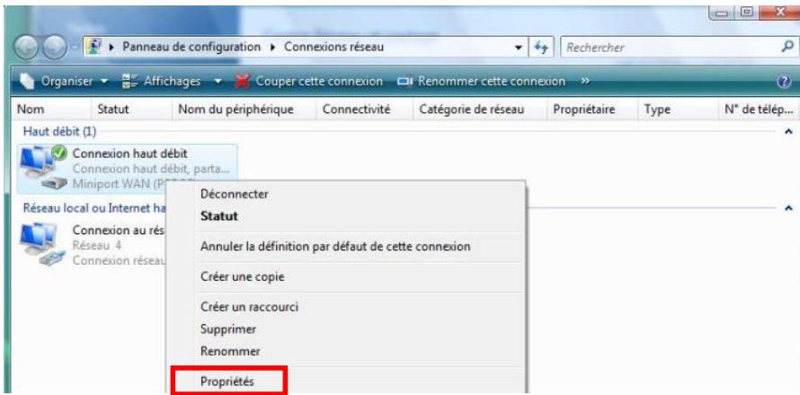 HERCULES EPLUG 200 - Cliquez avec le bouton droit de la souris sur Connexion haut débit, puis sélectionnez l'option Propriétés. - 1