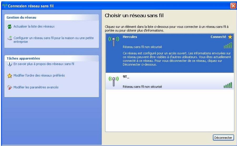HERCULES HWGADSL2P-54V2 - Ordinateurs sous Windows XP: Se connecter à un réseau sans fil - 3