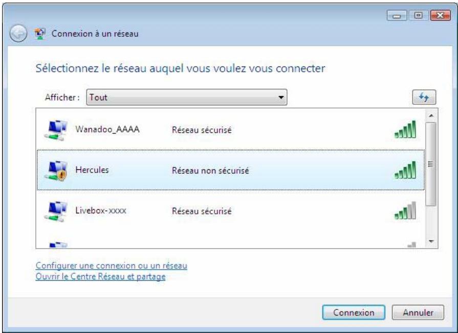 HERCULES HWGADSL2P-54V2 - Ordinateurs sous Windows Vista : Se connecter à un réseau sans fil - 3
