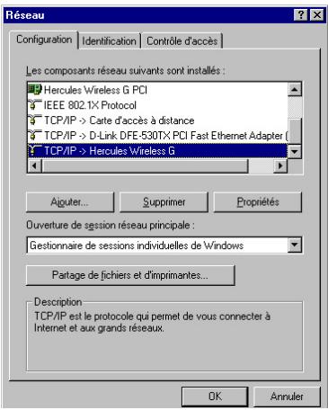 HERCULES HWGADSL2P-54V2 - Windows 98 SE : Partager une connexion ADSL dans un réseau de type Infrastructure - 1