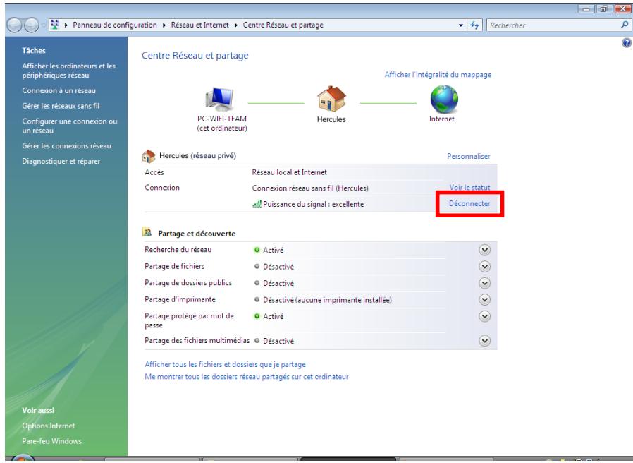 HERCULES HWGEXT-54 - Ordinateurs sous Windows Vista: Se déconnecter d'un réseau sans fil - 1