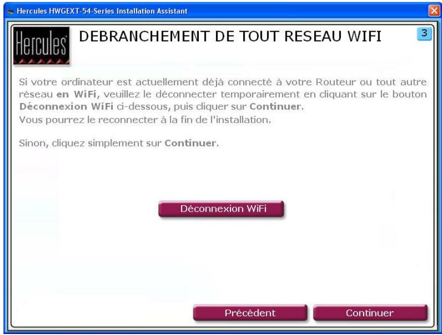 HERCULES HWGEXT-54 - Etape 3: DEBRANCHEMENT DE TOUT RESEAU WIFI (mode Point d'Accès WiFi) - 1