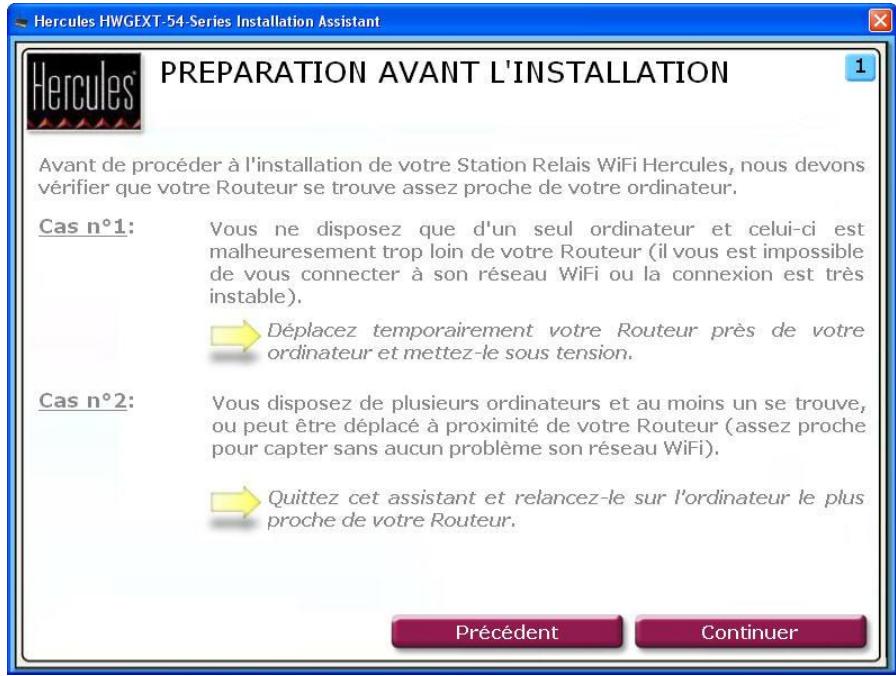 HERCULES HWGEXT-54 - Etape 1: PREPARATION AVANT L'INSTALLATION (mode Relais WiFi) - 1