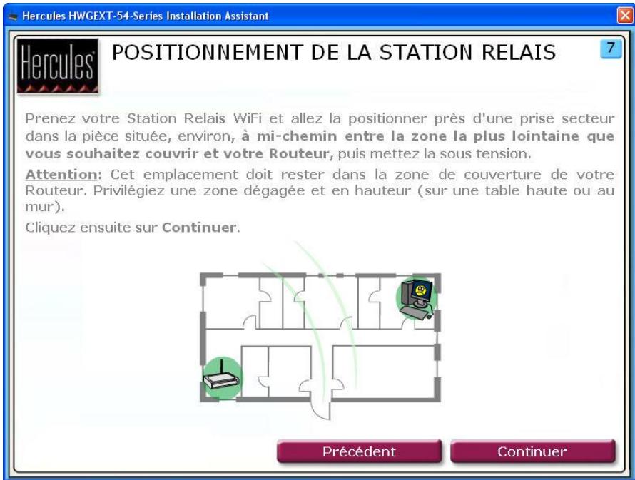 HERCULES HWGEXT-54 - Etape 7: POSITIONNEMENT DE LA STATION RELAIS (mode Relais WiFi) - 1