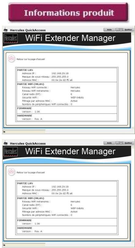 HERCULES HWGEXT-54 - Pour consulter les informations produit : - 1