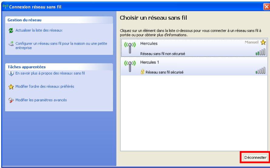 HERCULES HWGEXT-54 - Ordinateurs sous Windows XP : Se déconnecter d'un réseau sans fil - 1