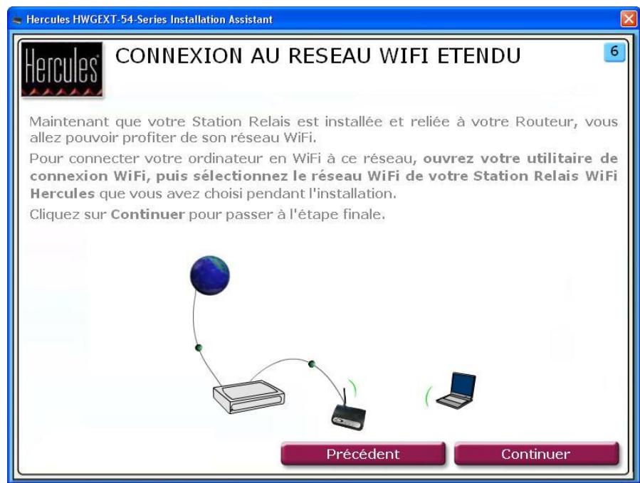 HERCULES HWGEXT-54 - Etape 6: CONNEXION AU RESEAU WIFI ETENDU (mode Point d'AccèsWiFi) - 1