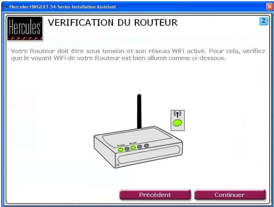 HERCULES HWGEXT-54 - Etape 2: VERIFICATION DU ROUTEUR (mode Relais WiFi) - 1