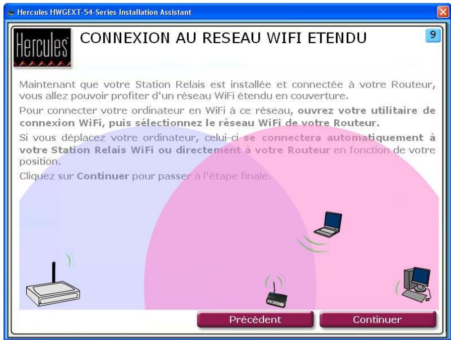 HERCULES HWGEXT-54 - Etape 9: ConnEXION AU RESEAU WIFI ETENDU (mode Relais WiFi) - 1