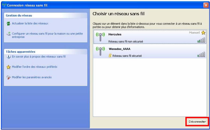HERCULES HWGEXT-54-LB - Ordinateurs sous Windows XP : Se déconnecter d'un réseau sans fil - 1