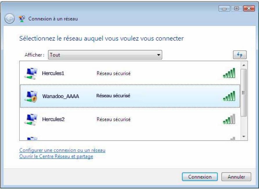 HERCULES HWGEXT-54-LB - Ordinateurs sous Windows Vista : Se connecter à un réseau sans fil - 3