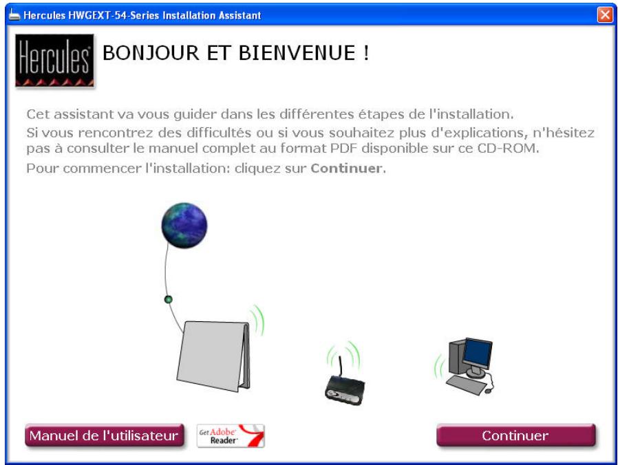 HERCULES HWGEXT-54-LB - Lancer l'assistant d'installation de la Station Relais WiFi Hercules - 1