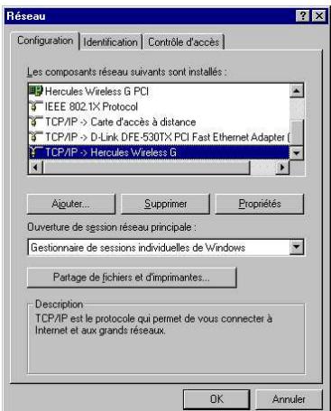 HERCULES HWGUSB2-54V2-AP - Windows 98 SE: Acceder à la connexion internet partagée - 1