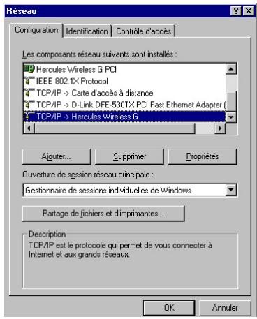 HERCULES HWNAP-300 - Windows 98 SE : Partager une connexion ADSL dans un réseau de type Infrastructure - 1