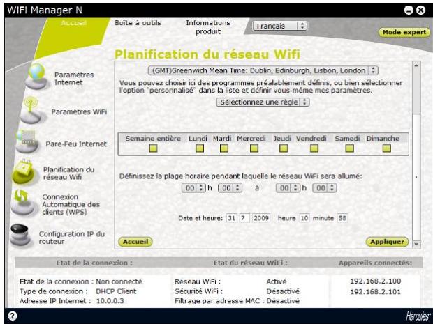 HERCULES HWNRI-300 - Planifier les plages de fonctionnement du WiFi - 2