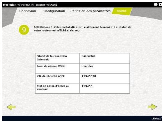 HERCULES HWNRI-300 - Étape 9 - Statut de connexion - 1