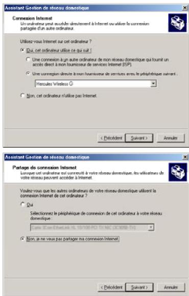 HERCULES HWNU-300 - Windows Me : Utiliser l'Assistant Gestion de réseau domestique dans un réseau de type Infrastructure - 3