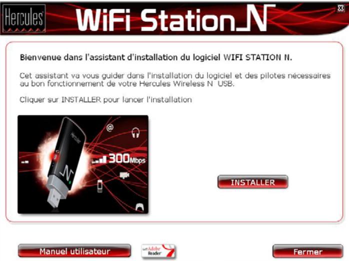 HERCULES HWNU-300 - Installer le pack WiFi Station N et la clé - 1