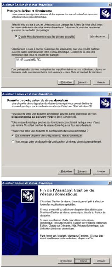 HERCULES HWNU-300 - Windows Me : Utiliser l'Assistant Gestion de réseau domestique dans un réseau de type Infrastructure - 5
