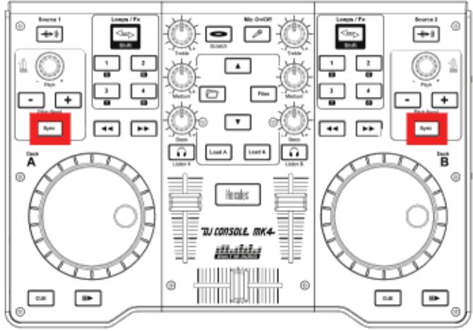 HERCULES VIRTUALDJ DJC MK4 - a) Bouton Sync de la console DJ Console Mk4 (= Beatmatch) - 1