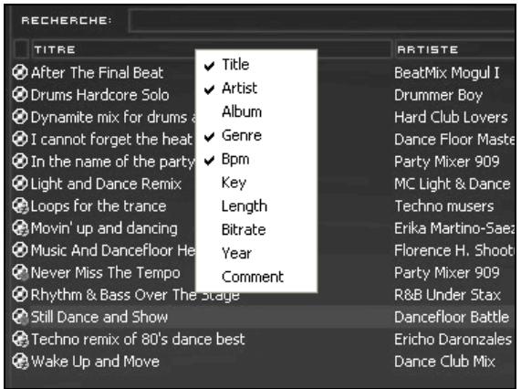 HERCULES VIRTUALDJ DJC MP3 E2 - Personnalisation de l'affichage de la tag - 1