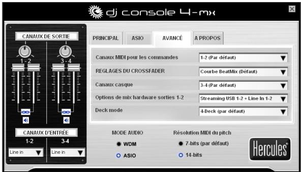 HERCULES DJ CONSOLE 4-MX - 5.3.5.Onglet Avance - 1