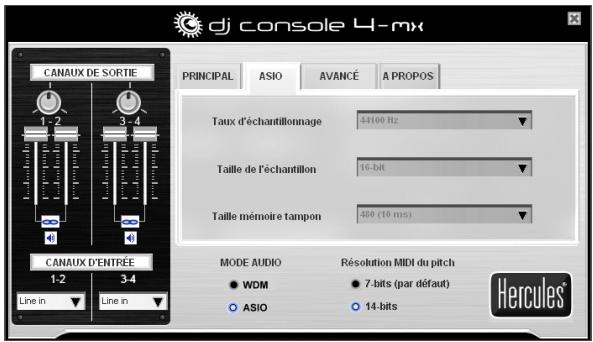 HERCULES DJ CONSOLE 4-MX - 5.3.3.Onglet ASIO (non disponible sous Mac) - 1