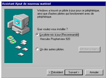 HERCULES PROPHETVIEW 920 PRO DVI - Installer les pilotes sous Windows 98 - 2