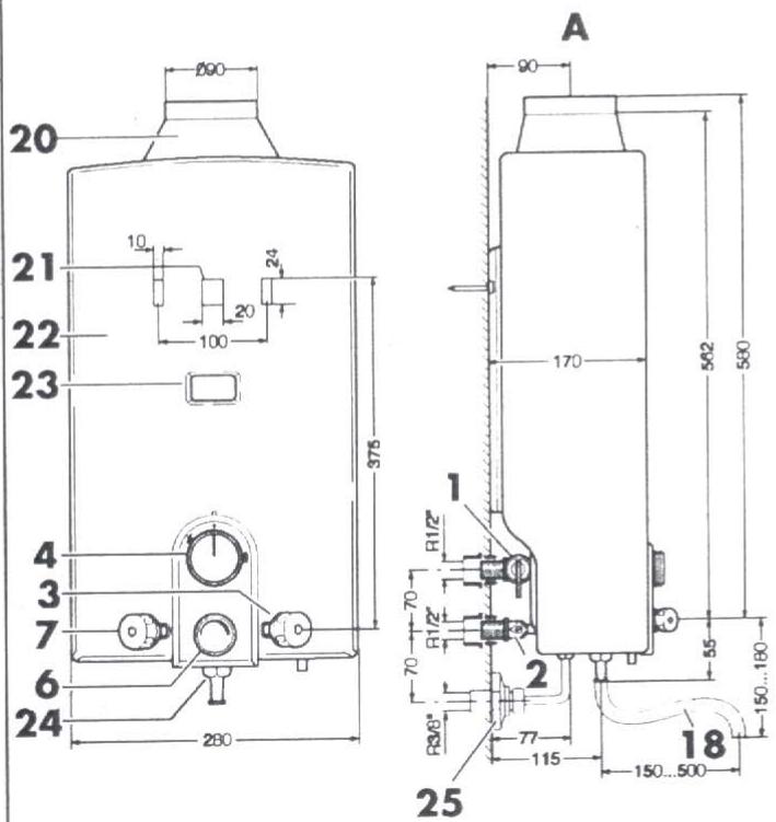 VAILLANT MAG FR 125-11 XZN B - Dimensions - 1