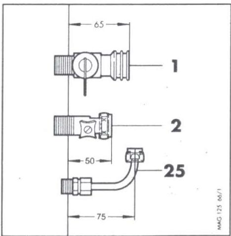 VAILLANT MAG FR 125-12 XZ - Montage du robinet gaz et des prises d'eau - 1