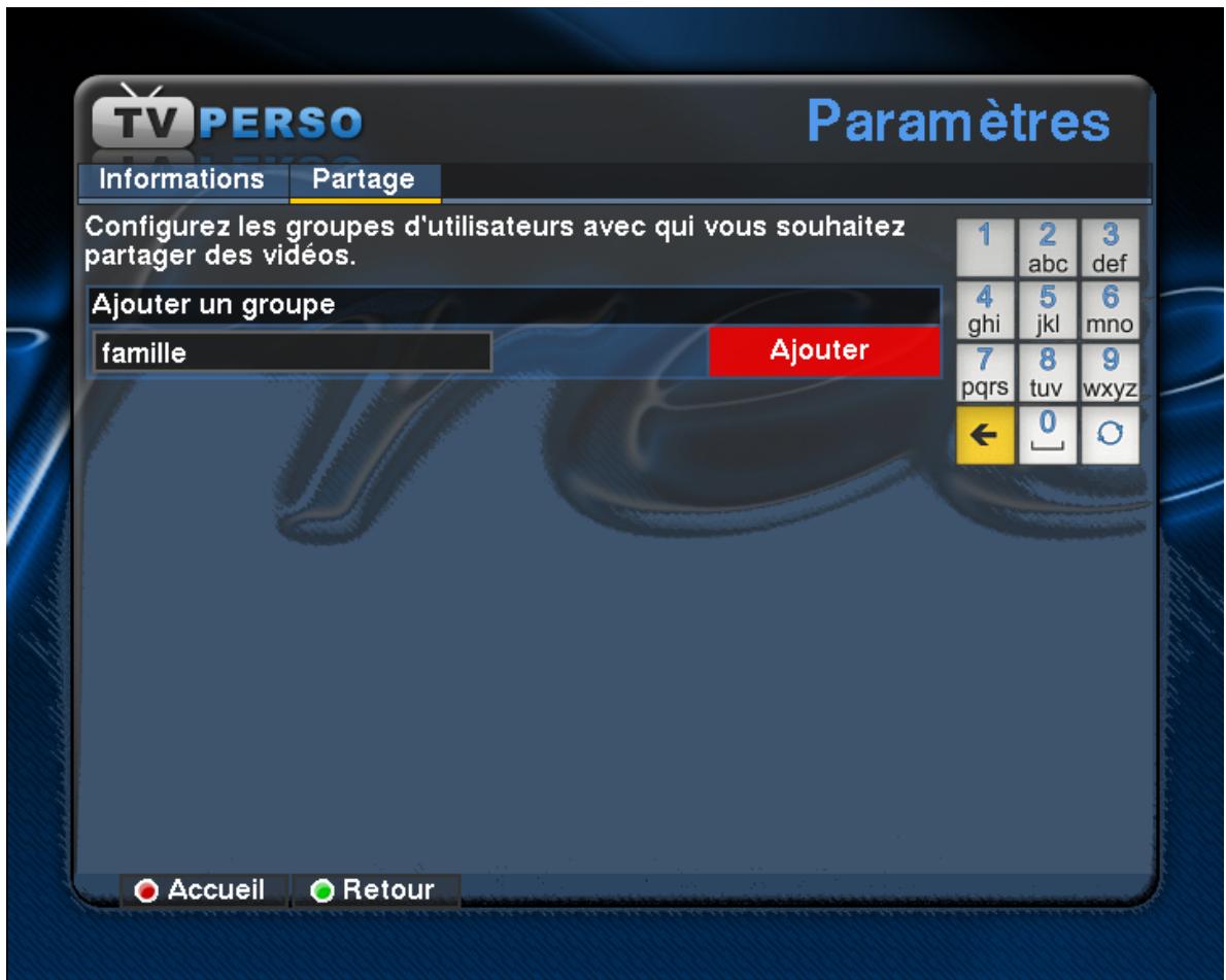 FREE TV PERSO 1.1 - Création d'un groupe de partage - 3