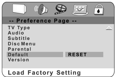 CLATRONIC DVD 582 - Factory Settings - 1