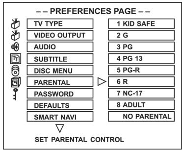 CLATRONIC DVD 592 - Set up the PARENTAL - 1